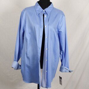 CHAPS Blue White Polka Dot Button Down Shirt Men's 2X Classic Fit